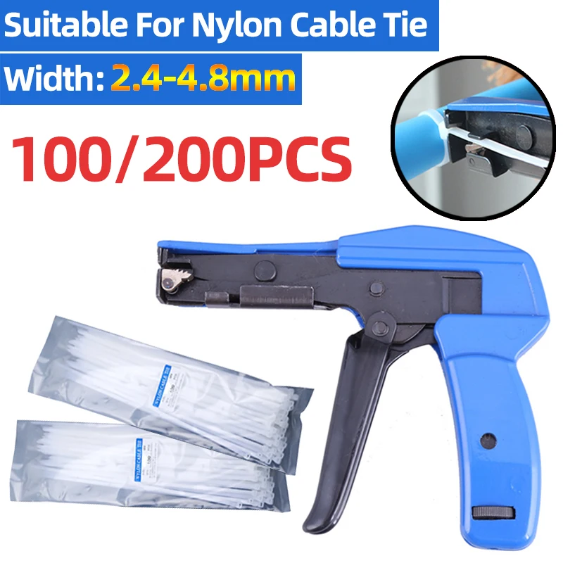 

Nylon Zip Tie Pliers HS-600A Fastening Cutting Tool for Nylon Cable Tie Width 2.4-4.8mm Automatic Tension Cut Off Gun