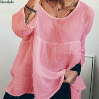 super cool thin cotton linen blouse overseas all sizes comfortable linen very loose casual style tops summer beach