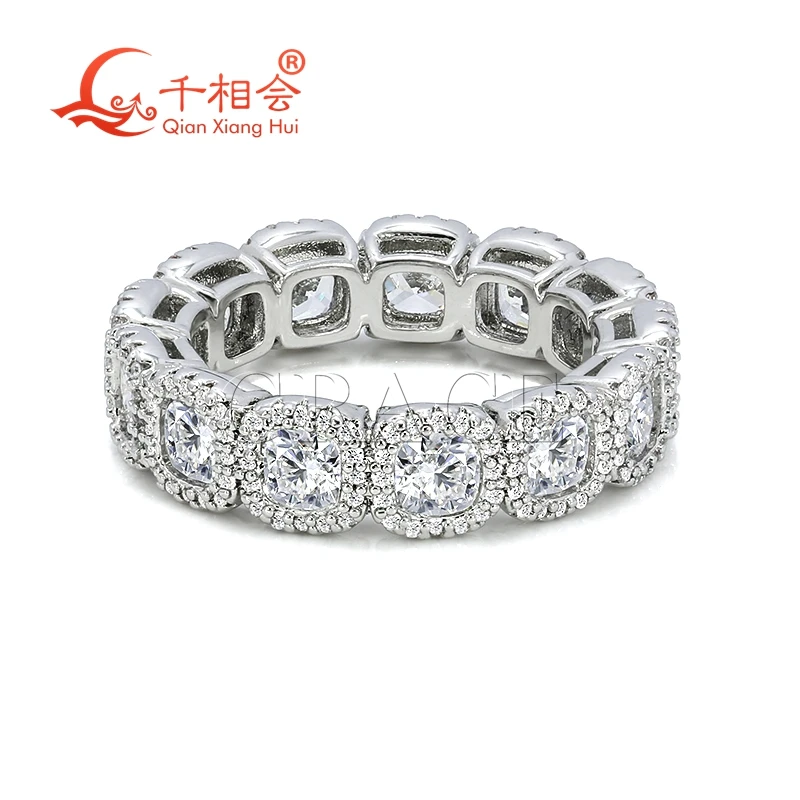 10k 14k 18k real gold 6mm cushion Crystal sugar ring hip hop  round Moissanite Ring Men women  Diamonds Male fine Jewelry