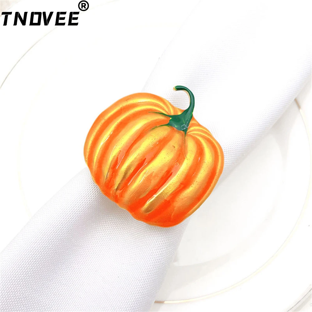 

8PCS Thanksgiving Napkin Rings Harvest Pumpkin Fall Napkin Buckle Holiday Napkin Holders for Party Dinner Table Decor ERE08