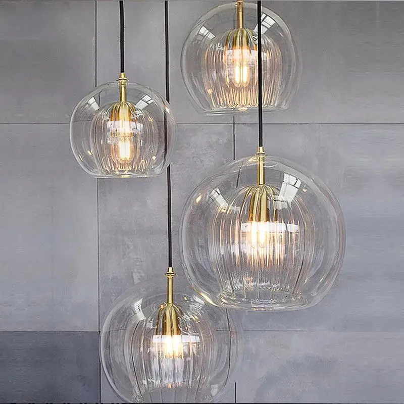 Nordic Restaurant Lights Kitchen Bar Office Coffee Shop Creative  Glass Hanging Lamp Bedroom Bedside Staircase Pendant Lights