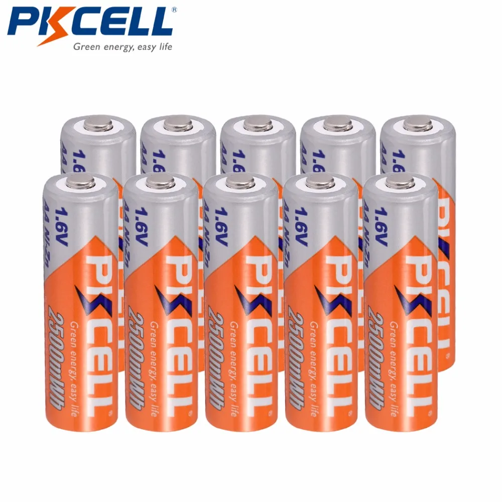 

10 X PKCELL Bateria AA Battery Ni-Zn 1.6V 2500mWh Nickel-Zinc AA Rechargeable Battery Batteries Baterias