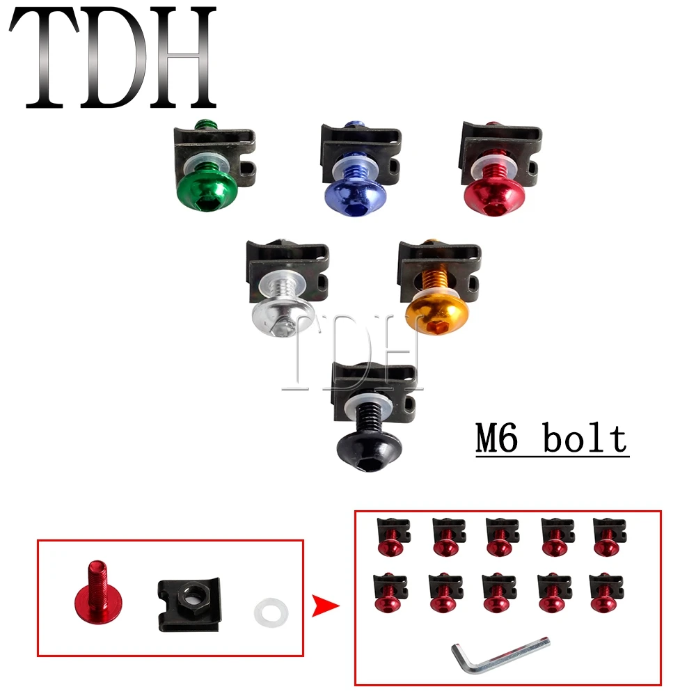 

10pcs M6 20mm Motorcycles Windshield Wind Screan Headlight Fairing Bolts Clips Screws Nuts For Kawasaki Yamaha Suzuki Honda BMW
