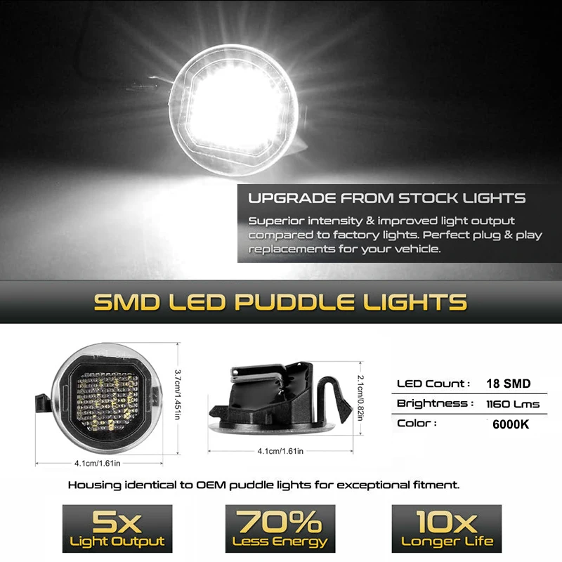 2 шт. 6000K светодиодные лампы под зеркалом для Chevrolet Tahoe Suburban Silverado GMC Yukon Sierra 1500 2500 3500