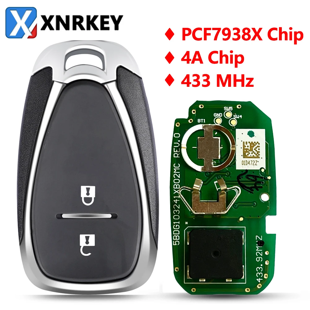 XNRKEY Original Smart Remote Car Key PCF7938X/4A Chip 433Mhz for Chevrolet Camaro Equinox Cruze Malibu Spark Tracker Orland Trax