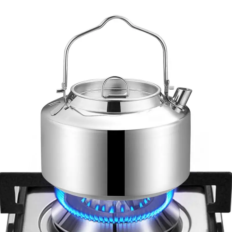 

1.8L Tea Kettle Stovetop Silver Camping Kettle Outdoor Coffee Kettle Hiking Teapot Tea Coffee Pot Outdoor Camping Cookware