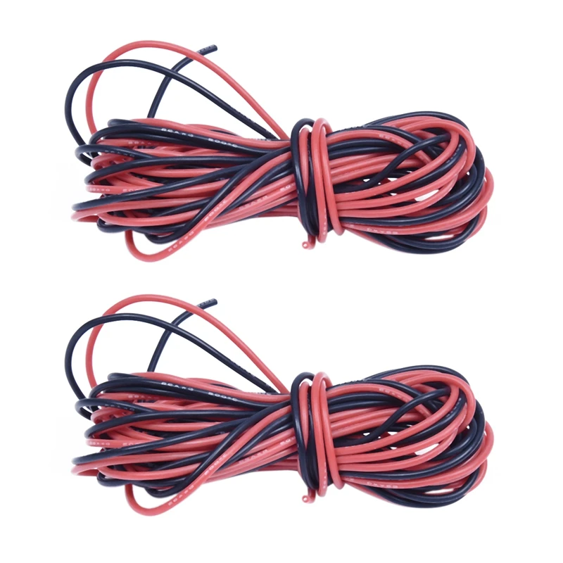 

4Pcs 26 Gauge AWG Silicone Rubber Wire Cable Red Black Flexible