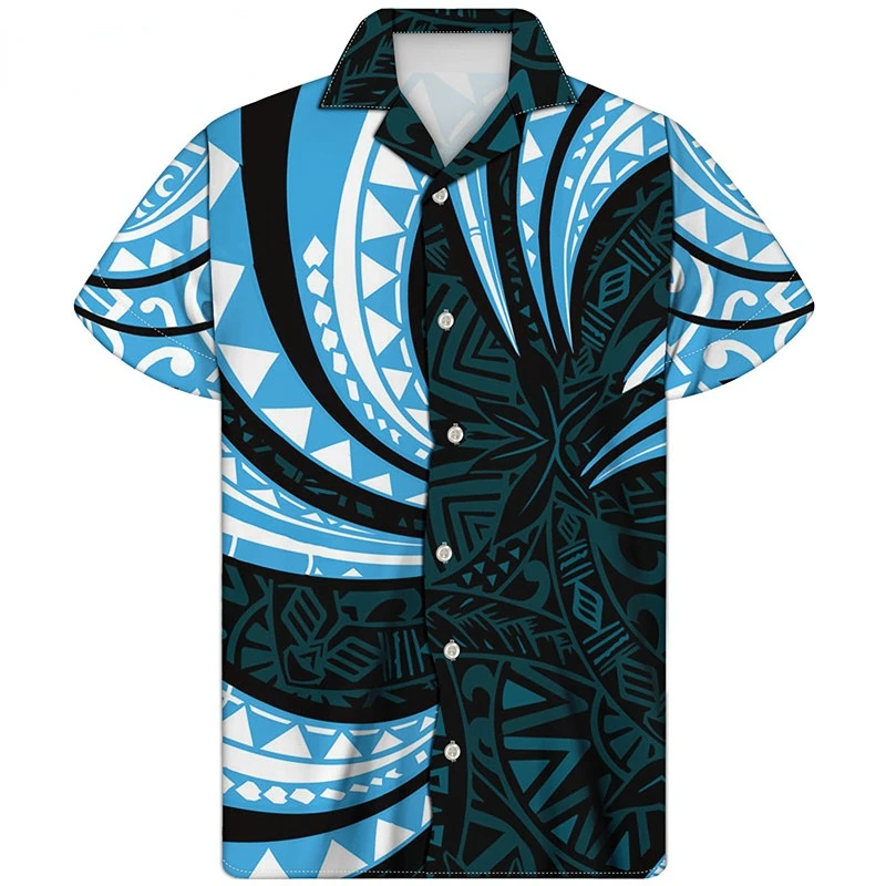 

Short Sleeved Shirt with American Polynesian Tribal Pattern, Men's Summer Casual T-shirt, Breathable Loose Top, Innovative 2023
