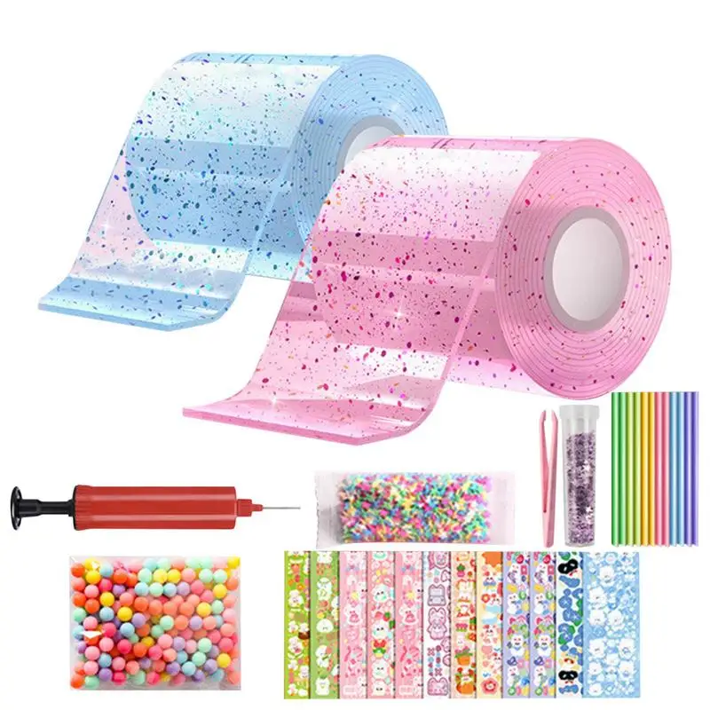 

Nano Bubble Tape Blowing Kid's Bubbles Tape Craft Kit Acrylic Material Bubble DIY Craft Kit For Home School Travel And Other