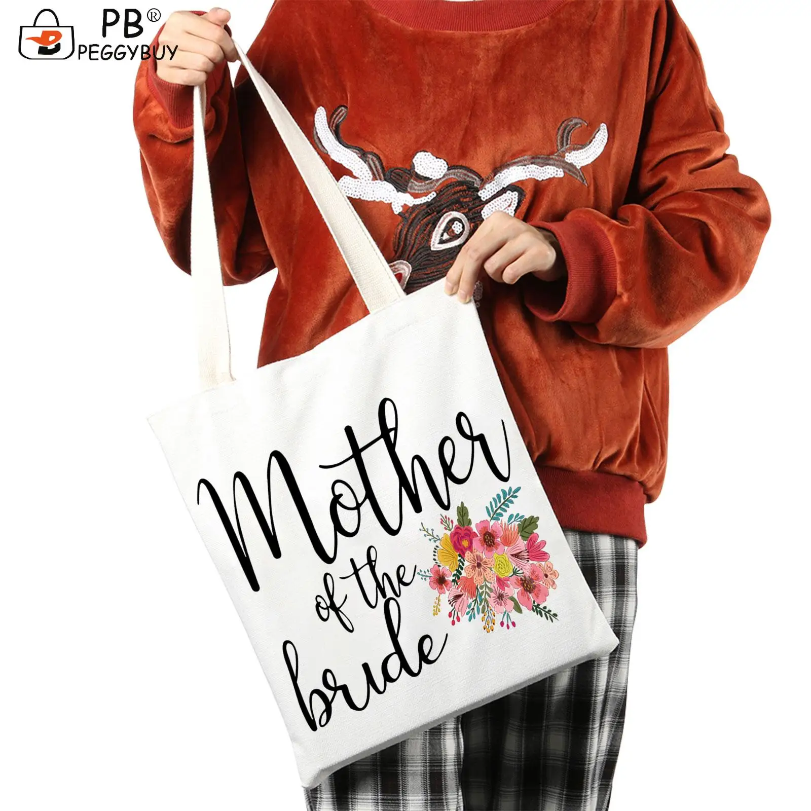 

Повседневная подходящая ко всему Женская Холщовая Сумка через плечо с надписью для матери модная Вместительная дорожная сумка для покупок