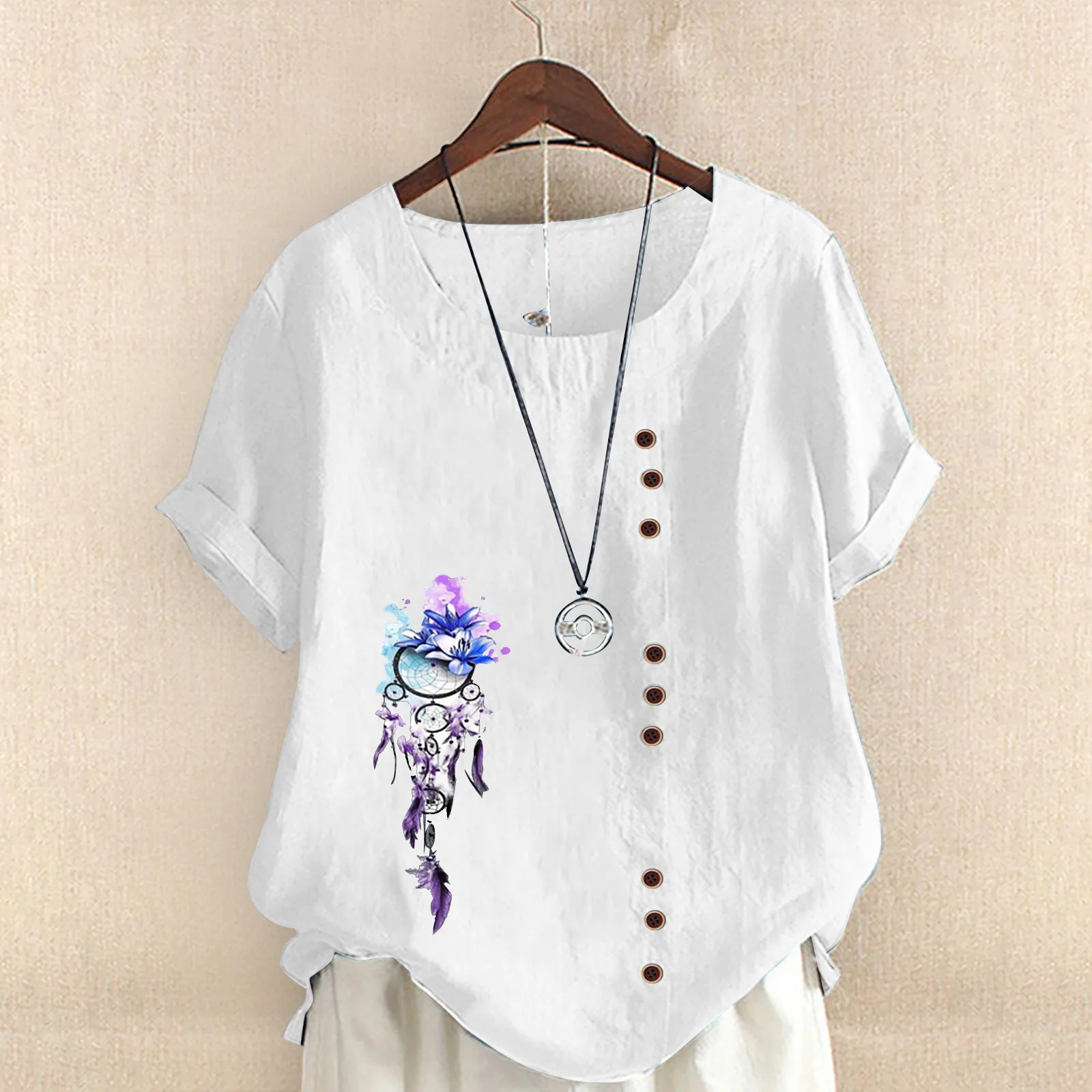 

Exercise Clothes for Women Women's Printed Round Neck Exercise Clothes for Women Scrub Tops Women
