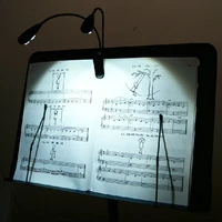 clip on 2 dual arms 4 led book music stand light lamp black for piano violin musical instruments performance