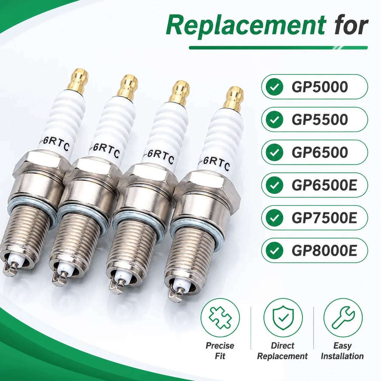 Фото Комплект из 4 свечей зажигания для Honda GX120 GX240 GX340 GX390 160cc 212cc 5.5-13hp NGK F6RTC F6TC BP6ES Bosch WR6DC Torch Champion RN9YC №2