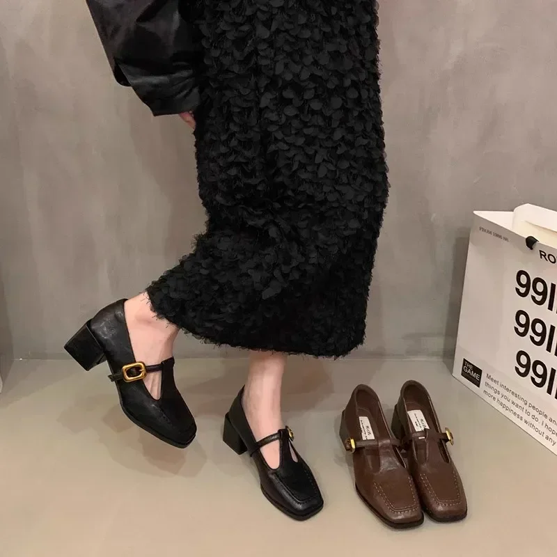 Новинка 2024 женские туфли-лодочки Janes на массивном высоком каблуке офисные