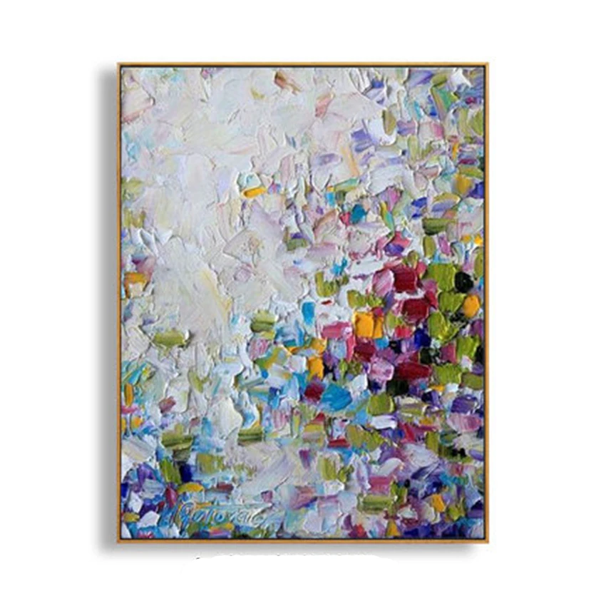 

Современная абстрактная картина маслом, цветные цветы, ручная роспись, картина маслом на холсте для гостиной, домашний декор без рамки