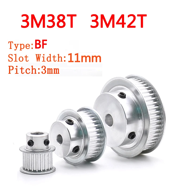 

Зубчатый шкив BF типа 3 м, 3M38T, 3M42T, ширина слота 11 мм, Boss, алюминиевые синхронные колесные шкивы, отверстие 6/8/10/12/14/15/16/17/20 мм