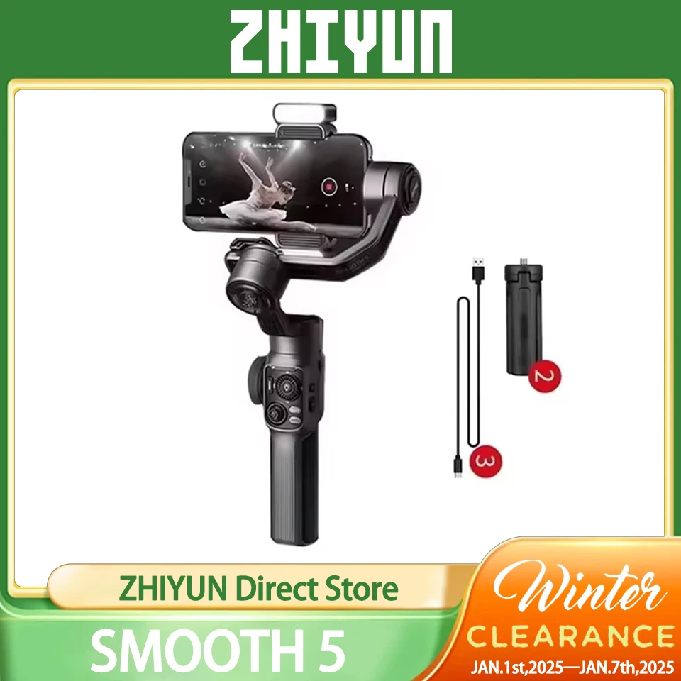 ZHIYUN SMOOTH 5 подвес для смартфона 3-осевой ручной стабилизатор палка селфи прямой