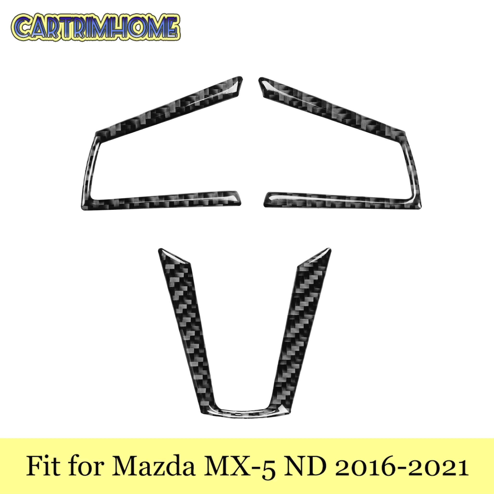Car Products Fit for Mazda MX-5 ND 2016-2021 Accessories Steering Wheel Center Decorative Sticker Cover Trim 3pcs Interior Parts