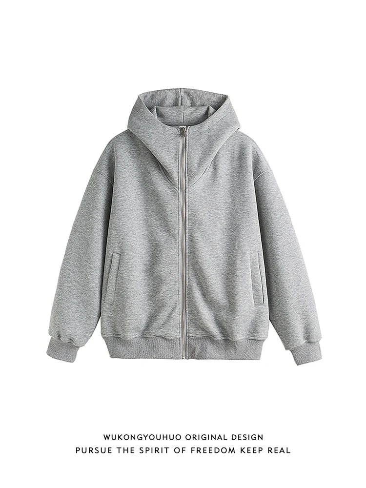 Wukong Goods American vintage Heavy Cardigan Hoodie Men and Women Autumn Loose Couple All-Match Outerwear