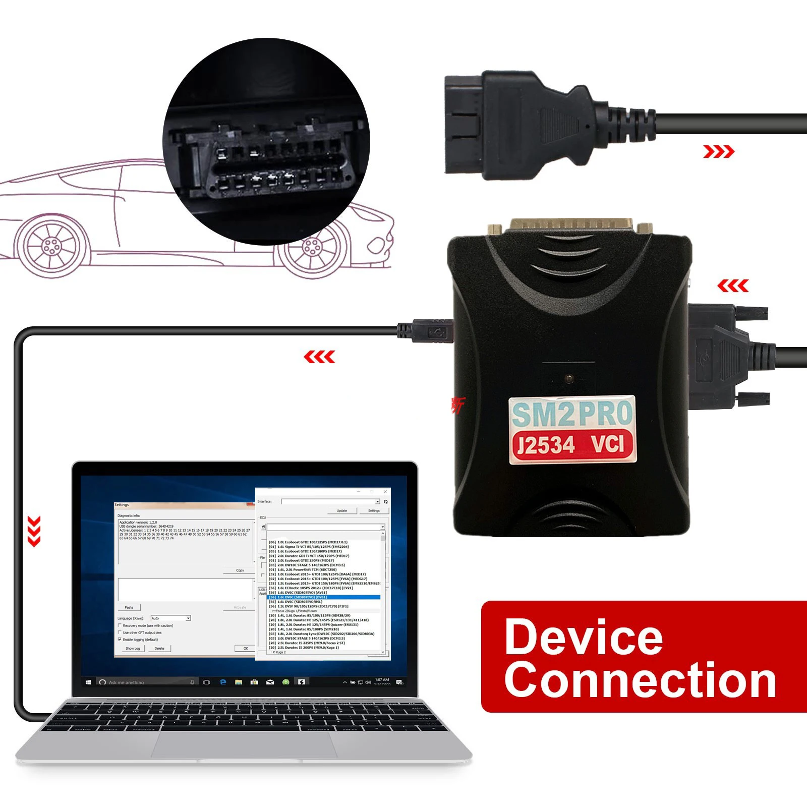 Программатор ECU SM2 PRO J2534 VCI PCM скамейка для чтения и записи EEPROM адаптер 67 в 1