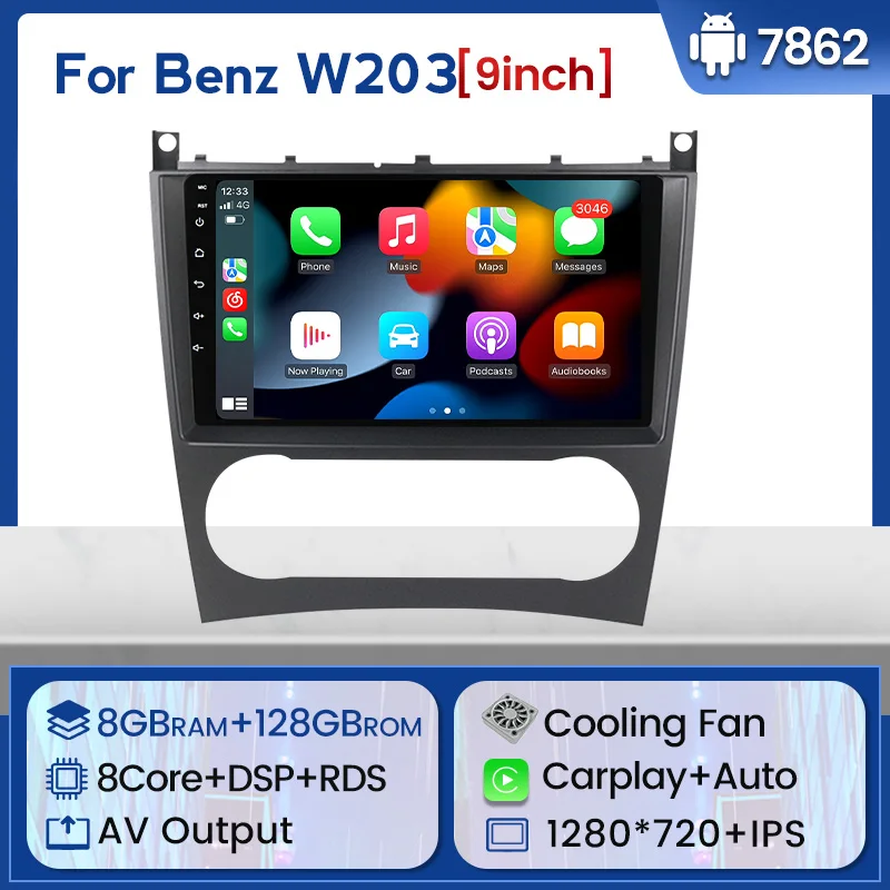

Fellostar 9 ''8-ядерный Android 11 8 + 128G Автомобильный GPS-навигатор плеер для Benz W203 W209 Vito W639 C200 Carplay Авто IPS экран 4G LTE