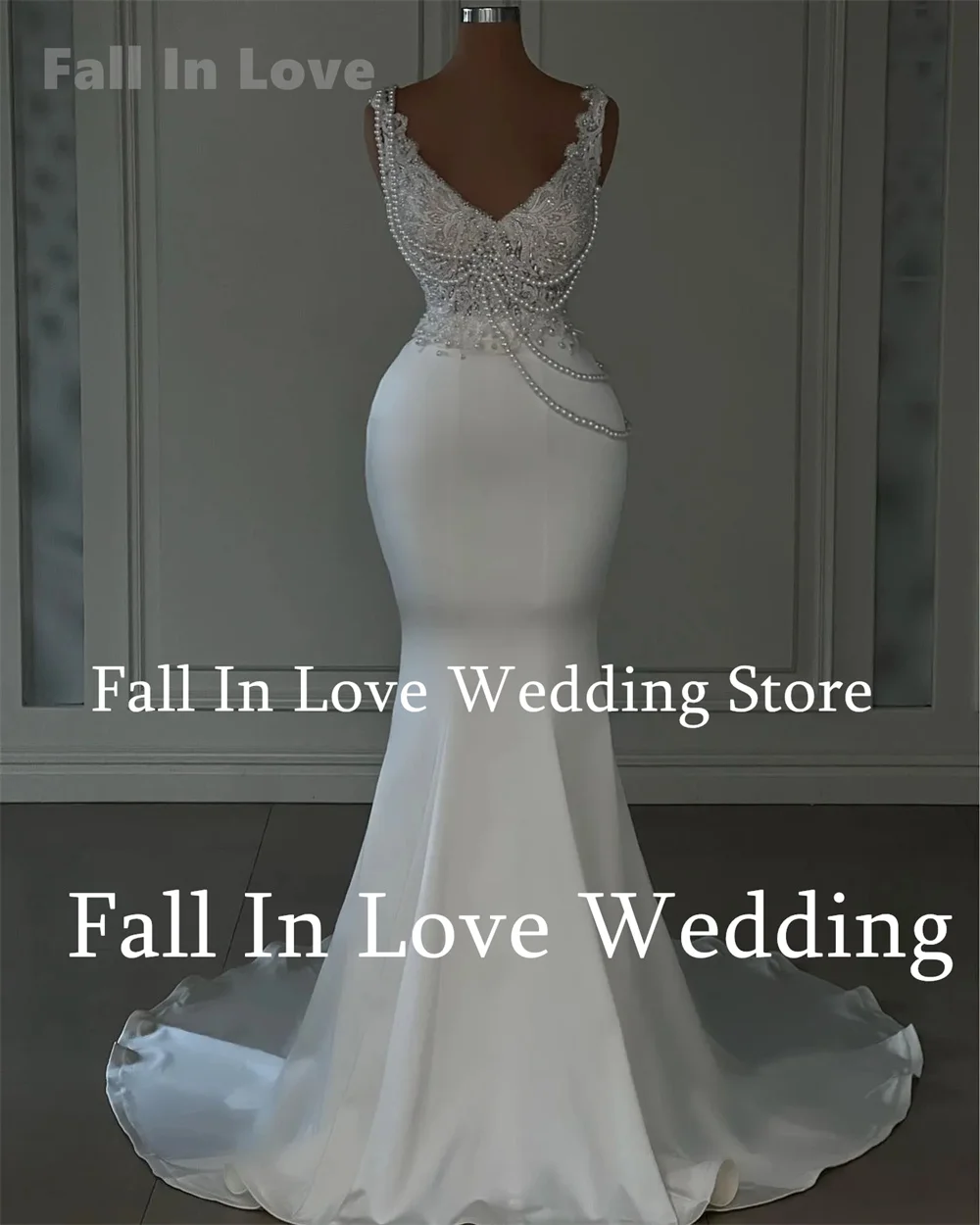 Новинка роскошное свадебное платье с V-образным вырезом жемчужные бусины