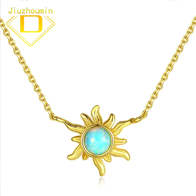 

Creative Sunflower S925 Sterling Silver Opal Necklace for Women Simple Clavicle Necklace Pendant Fine Jewelry Gifts for Friends