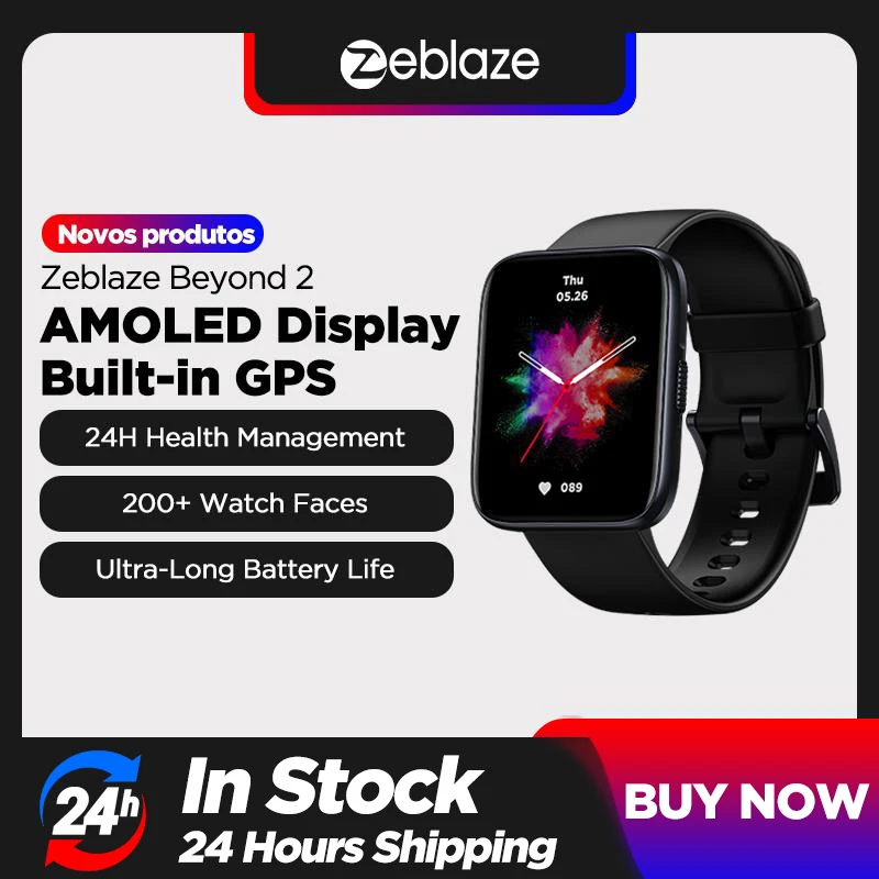 

Умные часы Zeblaze Beyond 2 GPS, дисплей 1,78 дюйма AMOLED, GPS, 24 часа мониторинга здоровья, 200 + циферблат