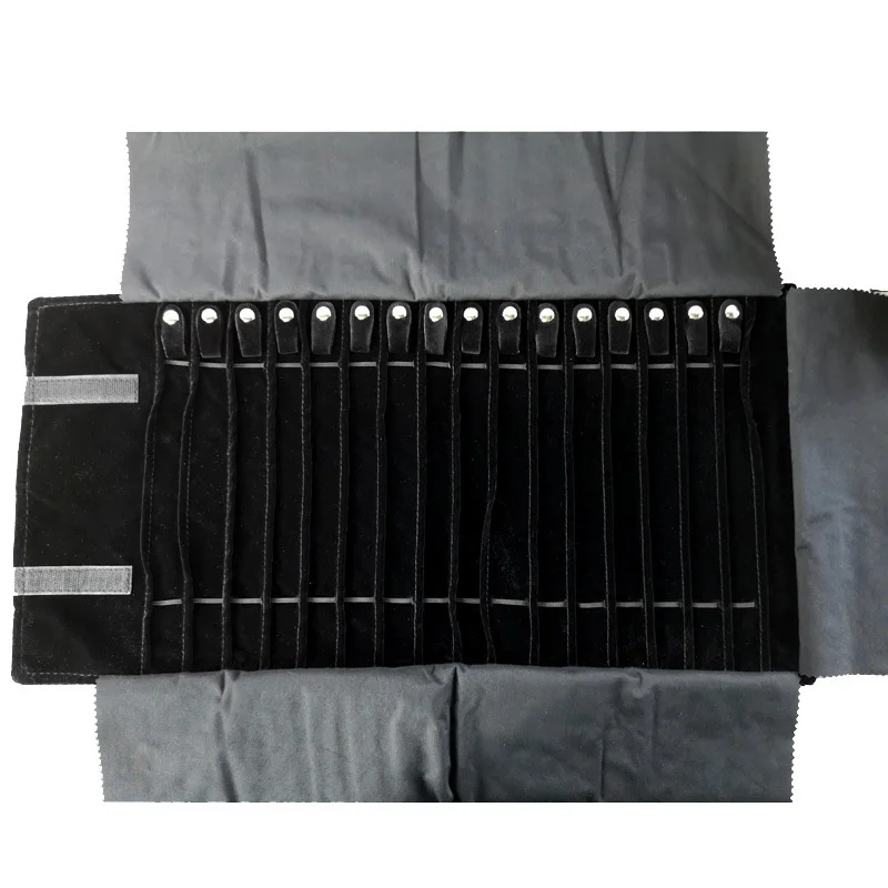 

Портативное ожерелье с подставкой, держатель для украшений в рулоне, черная бархатная женская сумка для хранения ювелирных изделий