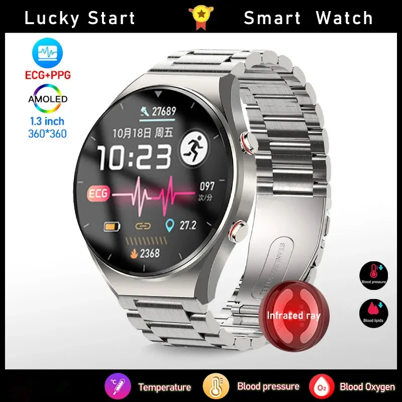 2024 ЭКГ + PPG Смарт-часы Мужские Sangao Laser Здоровье Сердечный ритм Артериальное