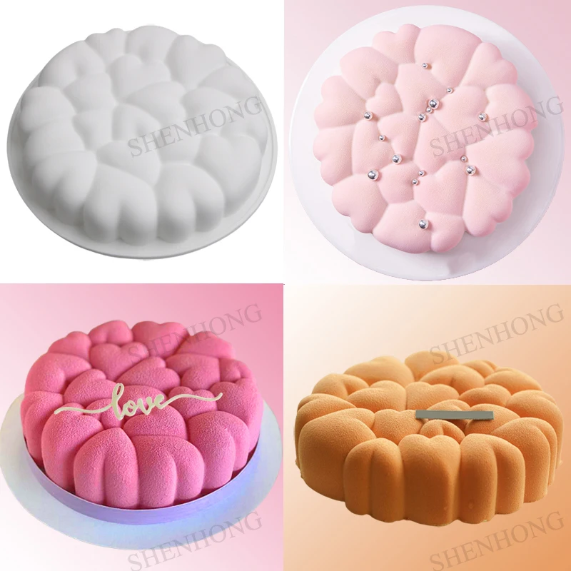 SHENHONG-moldes de silicona para tartas y Mousse, juego de utensilios de cocina de grado alimenticio, pastelería para el Día de San Valentín, utensilios para hornear y postres