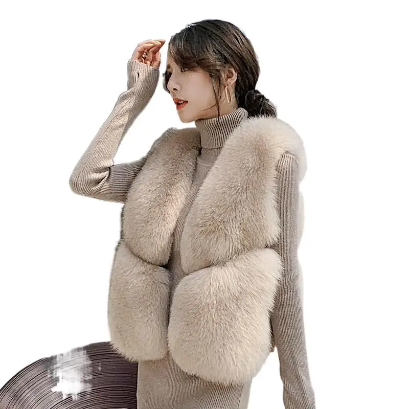 Ladies Winter Real Fur Fox Fur Coat Design Really Fox Fur Overcoat Detachable Real Fur Jacket Women Short Fur Vest Waistcoats