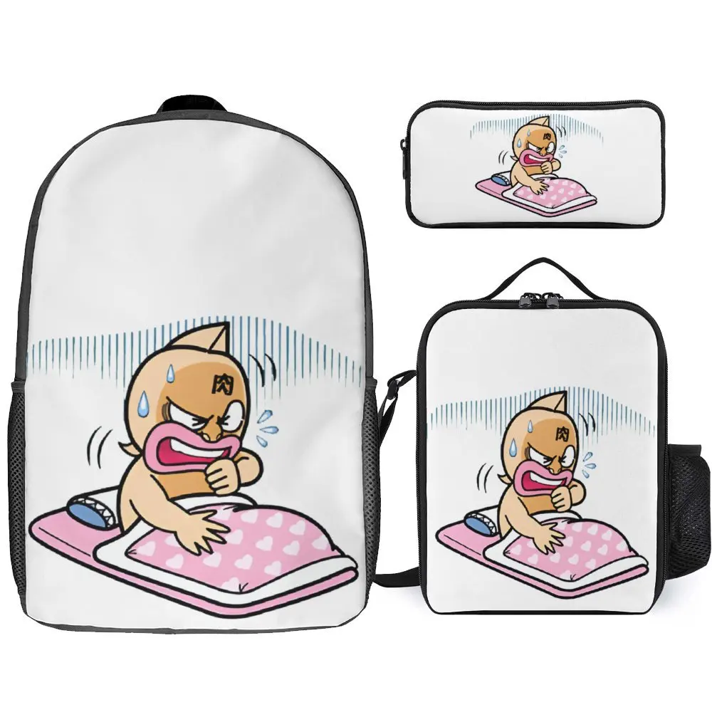 Набор 3 в 1 17-дюймовый рюкзак сумка для ланча ручек мышечный Kinnikuman Sleep Classic продажи