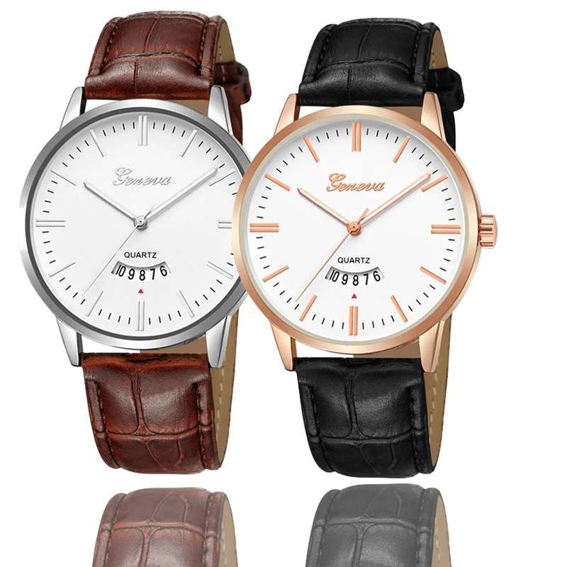 

Casual Brand Leather Quartz Watch For Men Fashion Brown Sports Wristband Man Business Wristwatch relógio masculino