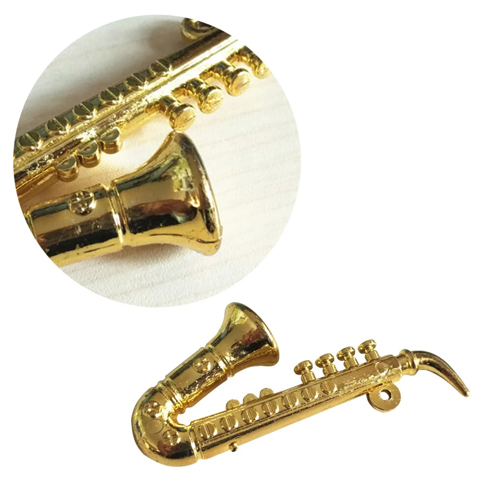 

Saxophone Model Copper Gilded Miniature Musical Instrument Ornaments 1: 12 Sax for Gift Home Desktop Decoration Golden