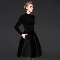 autumn new fashion dress classic little black dress slim temperament dress