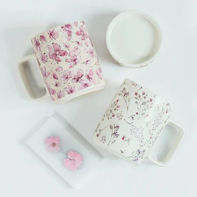 

Семейная чашка, чашка с цветком персика, завтрак, молоко, чашка для воды, чай, Подарочная коробка, креативные приборы для напитков