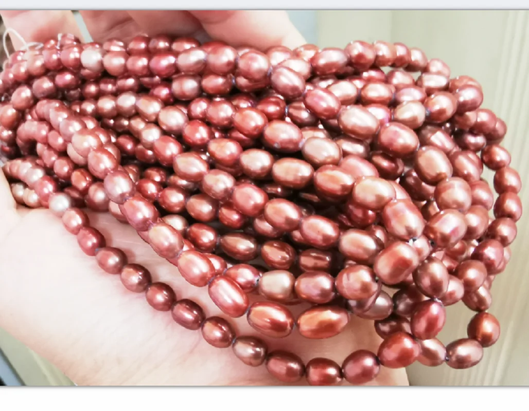 

Charming 15"5x8mm Natural South Sea Genuine chocolate red drop Pearl Necklace unfinished necklace for Woman Jewelry Necklaces