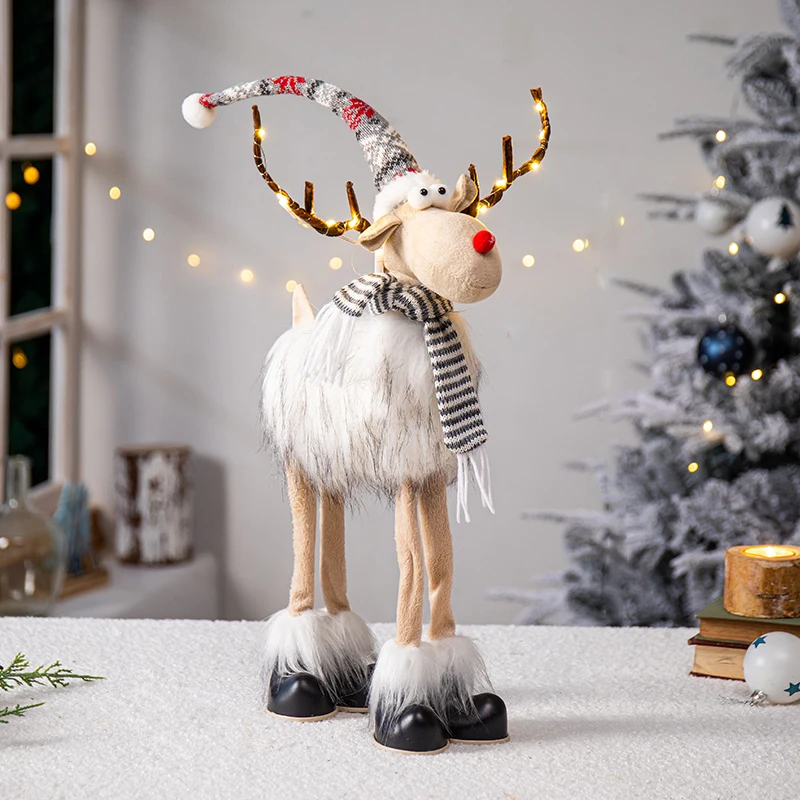 retractable christmas dolls reindeer christmas tree decorations xmas figurines new year gift regalos de navidad for home free global shipping