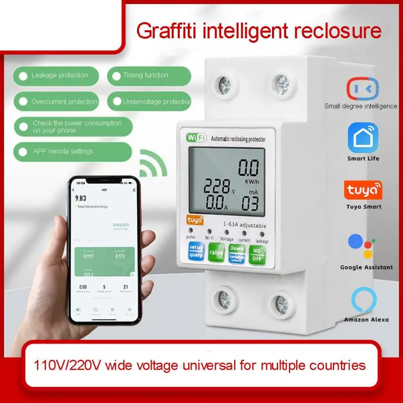 

WIFI Breaker Prepaid Meter Lot Switch Voice Remote Control Alexa Yandex Alice Google By Tuya Smart Life App For Smart Home