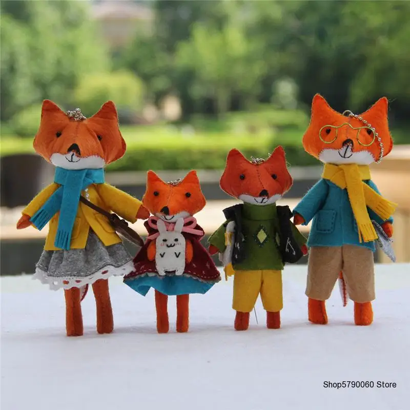 

2 Pcs Children Gift Lovely Fox Families Home Decor Bedroom Felt Doll Handmade Sewing Cloth Craft Toys Felt DIY Package