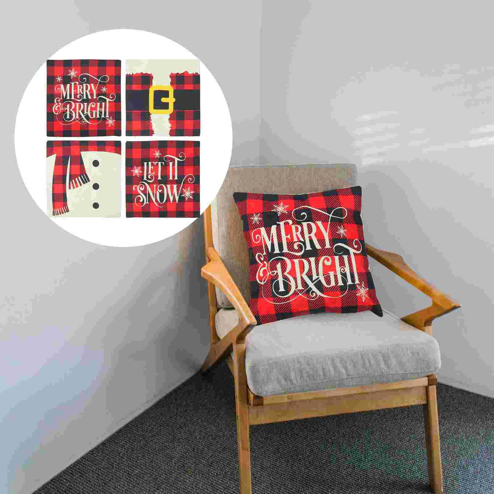 

4Pcs Christmas Throw Pillow Covers Cushion Cases Pretty Cushion Cover