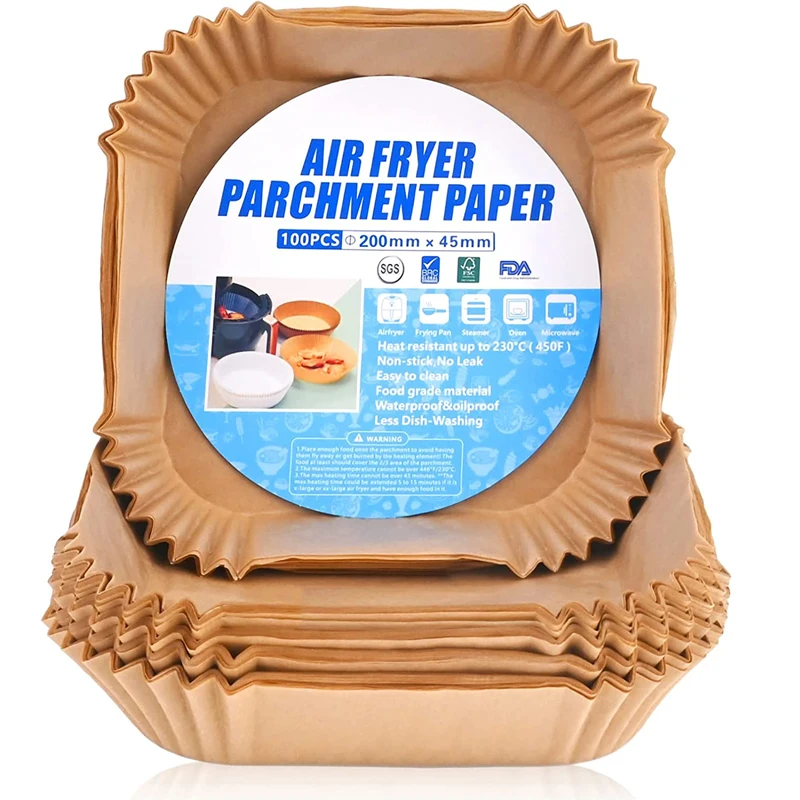 

Квадратная прокладка для фритюрницы, 8 дюймов-100 шт. одноразовых небеленных прокладок для фритюрницы, для корзины 4,5-8 шт.