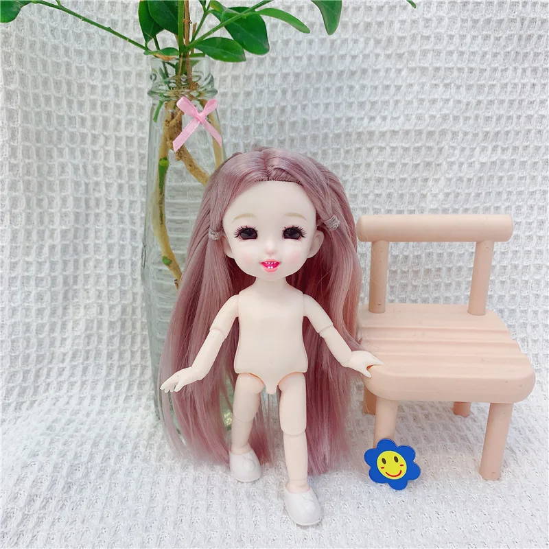 

13 Movable Jointed Dolls 16cm BJD Cute Smile Expression Little Girl Head Doll with Shoes for Girls Toys Nude Body Fashion Gift