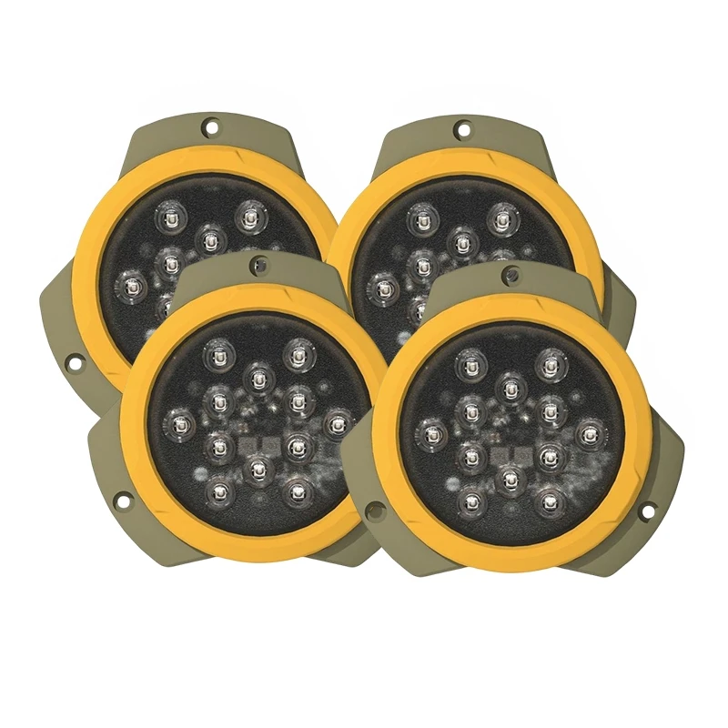 

4pcs 10-30v 50W Ultra Power 5" Round Blue White LED Marine Dock Fishing Attractor Transom Underwater Lights for Boat Yacht