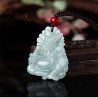 hot selling natural hand carvejade emerald living buddha ji gong necklace pendant fashion jewelry men women luck gifts amulet