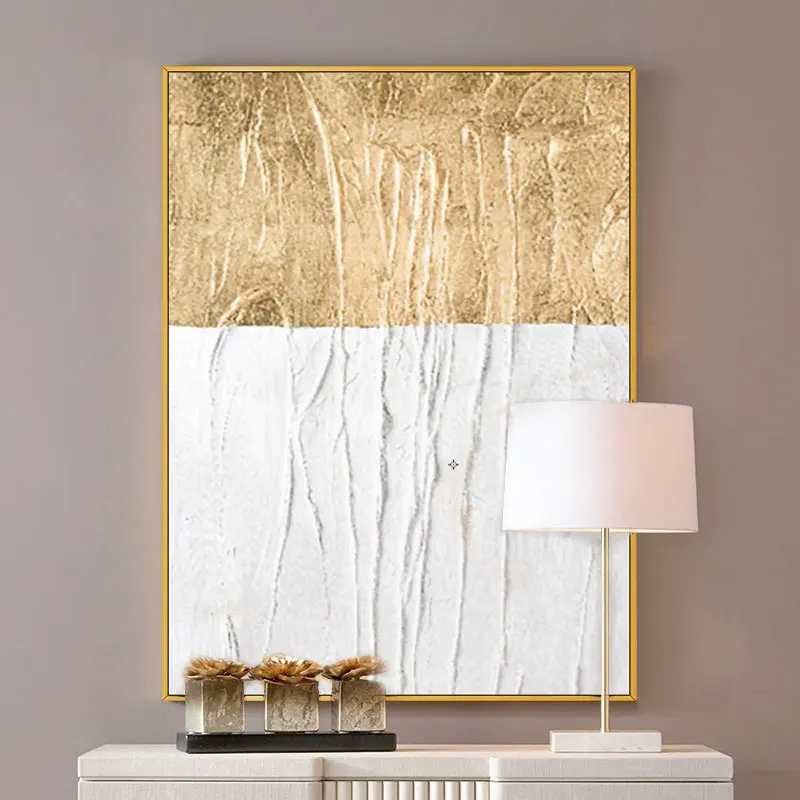 

Hand-painted Abstract Oil Painting Living Room Dining Room Entrance Golden Abstract Large Decorative Painting Canvas Frameless