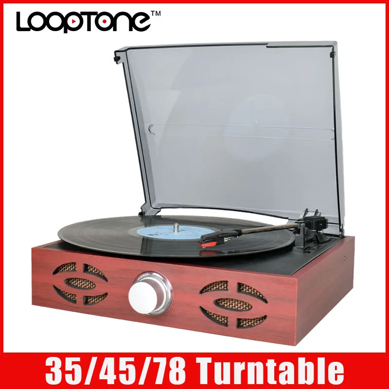 

Looptone Classic 33/45/78 RPM Gramophone 3 Speed Vintage Turntable Players For Vinyl LP Record Phono Player 2 Built-in Speakers