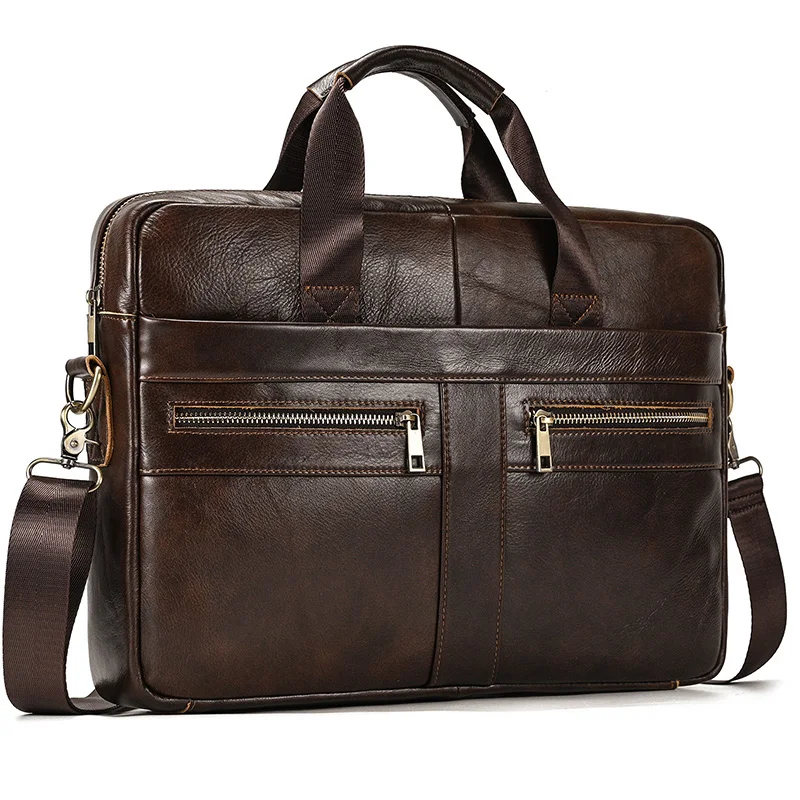 

Compute Business For 14 Bags Briefcase Quality Genuine Inch Office Luufan Laptop Handbag Man's File High Bag Leather Male Men