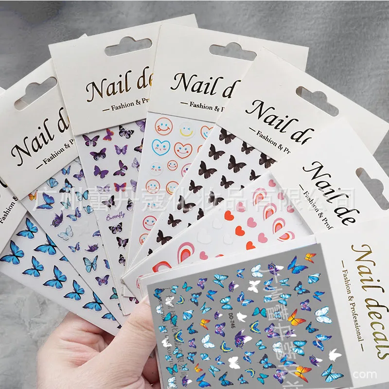 

10PCS Nail Sticker Decals Self-adhesive Design Stickers for Nails Peony Cute Butterfly Stickers for Manicure Nail Art Decorati